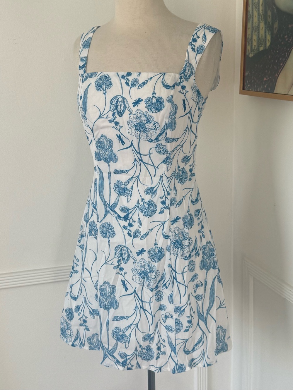 RIHOAS White Mini Dress with Blue Floral Print